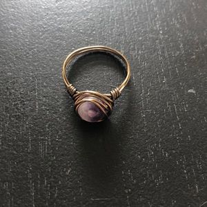Purple & White Toned Stone Wire Ring